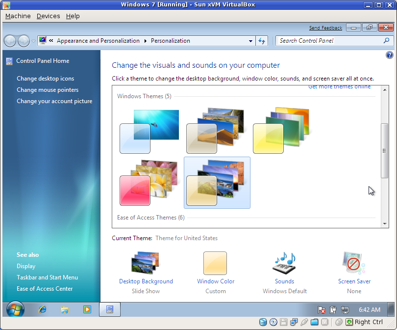Setting your desktop theme