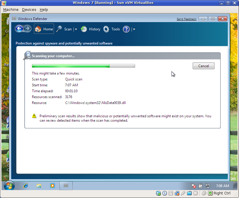 Heh... Preliminary scan results show that malicious or potentially unwanted software might exist...